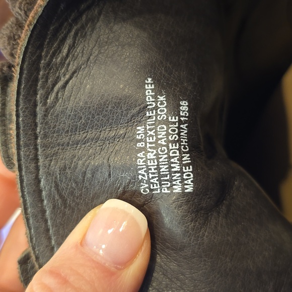 Chelsea & Violet Ziara high heel cognac Brown hiking Lug boots leather Zip Lace - Picture 8 of 8